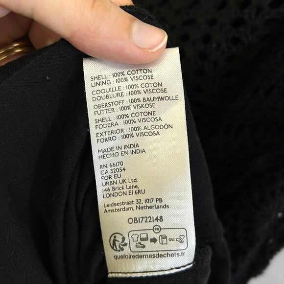 Free People Crochet Knit Sleeveless Maxi Dress NWT Women's Sz M Black Boho Lined - Picture 6 of 8